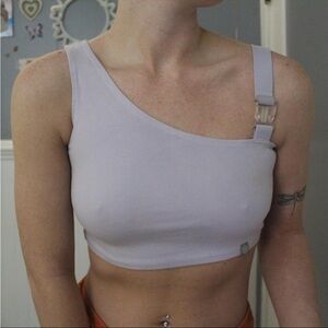 Lavender Buckle Strap Crop Top